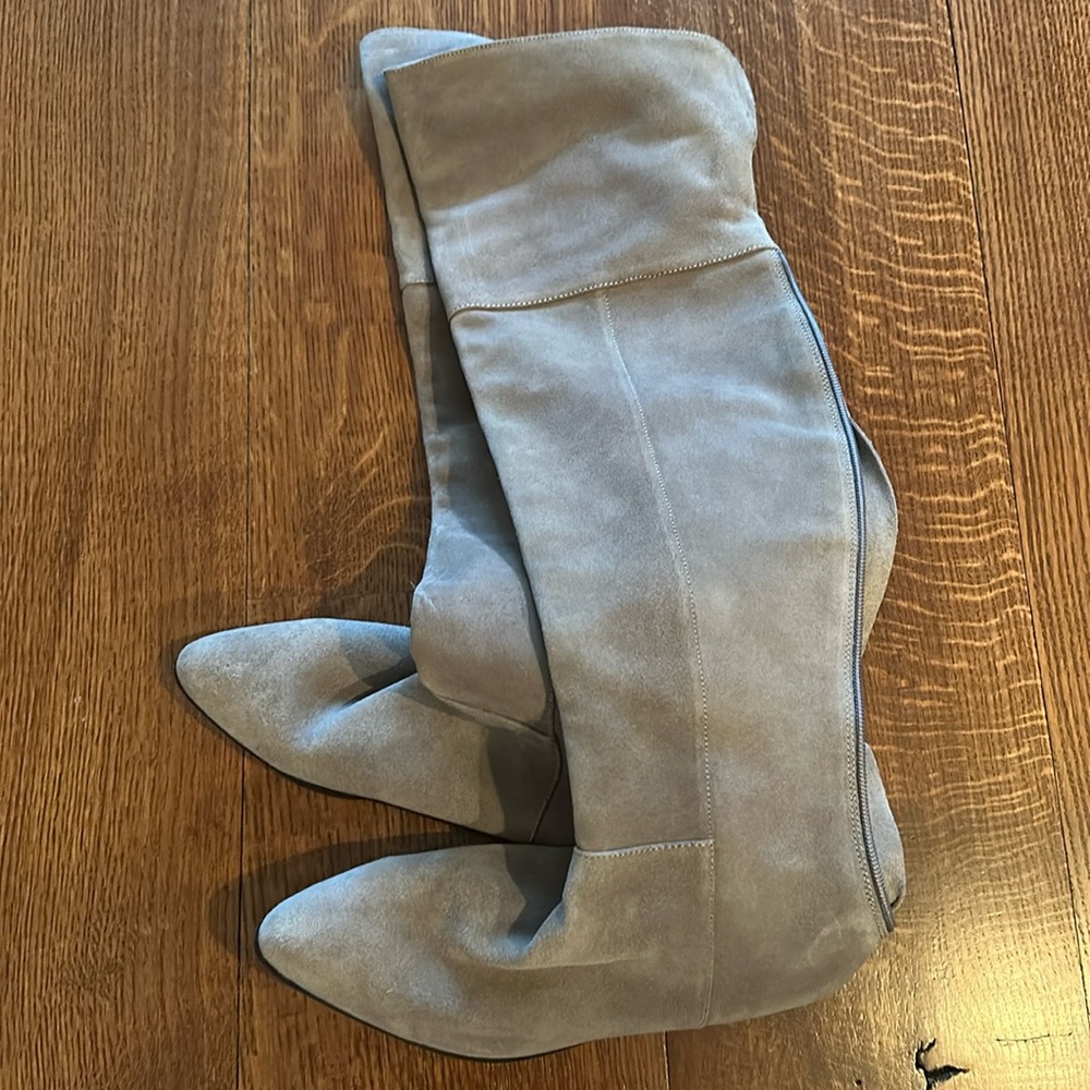 Suede flat over-the-knee leather boots